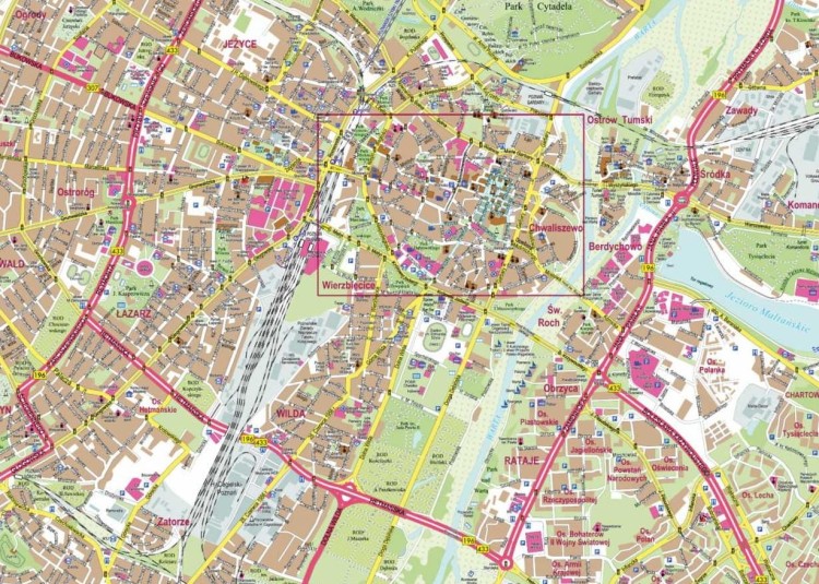 Poznań 1:16 000. Plan miasta / Mapa magnetyczna. Rama alu SLIM. Fragment 3