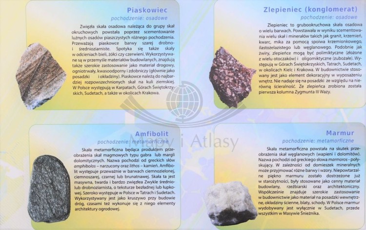 Minerały i skały. Plansza edukacyjna wydawnictwa Meridian. Fragment 3