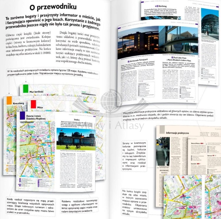Berlin 3 w 1. Przewodnik, mapa, atlas wydawnictwa ExpressMap.  Przykładowe strony 1