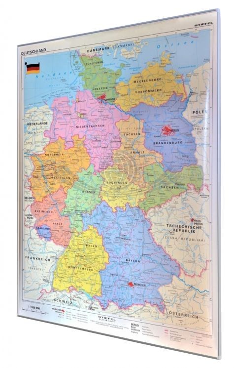 Niemcy 1:650 000. Mapa administracyjna do wpinania. Rama alu SLIM