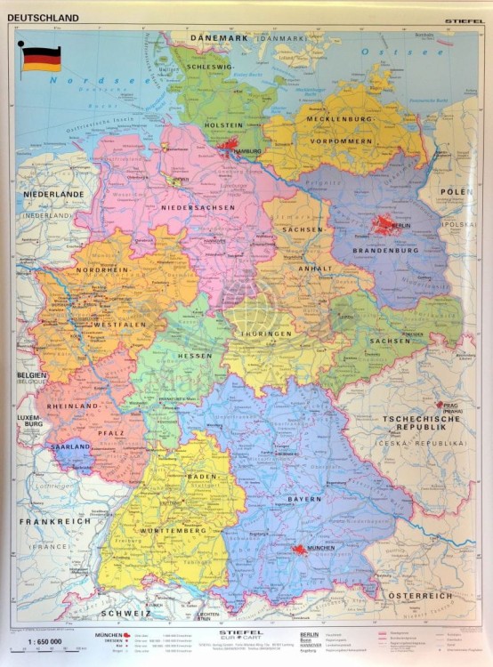Niemcy 1:650 000. Mapa administracyjna do wpinania. Rama alu SLIM