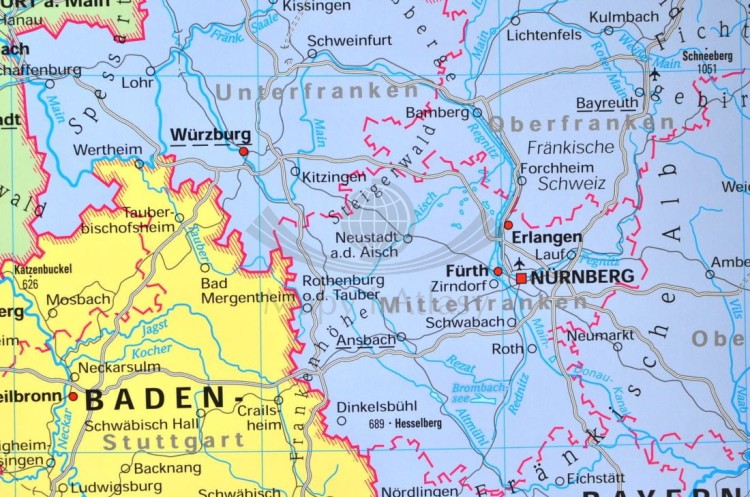 Niemcy 1:650 000. Mapa administracyjna do wpinania. Rama alu SLIM. Fragment 1