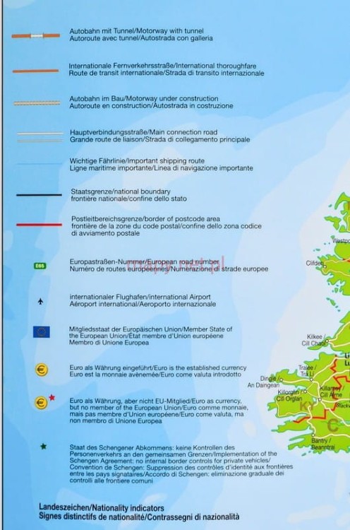 Europa 1:3 600 000. Mapa kodowa do wpinania. Rama alu SLIM. Legenda 1