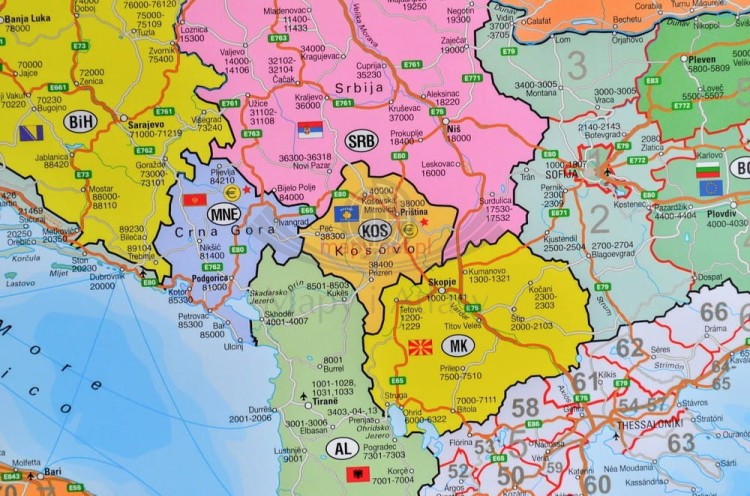 Europa 1:3 600 000. Mapa kodowa magnetyczna. Rama alu SLIM. Fragment 1