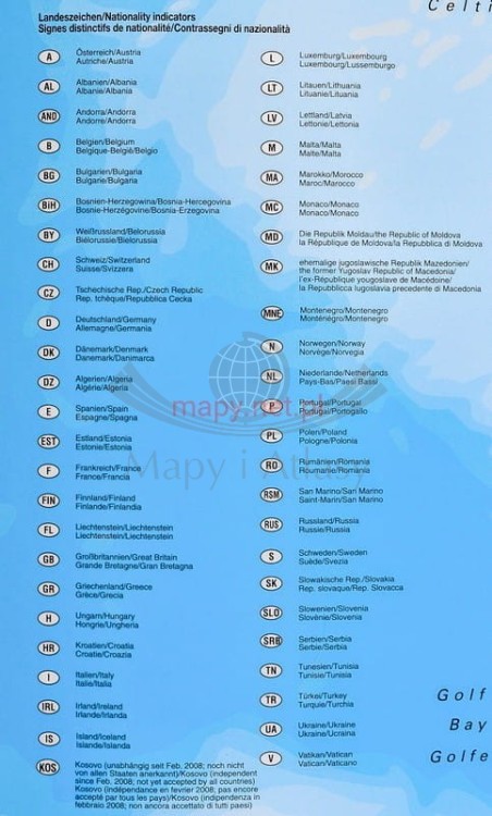 Europa 1:3 600 000. Mapa kodowa magnetyczna. Rama alu SLIM. Legenda 2