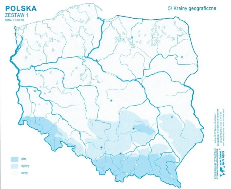 Polska, Europa, świat. Zestaw: 4 x bloczki - mapy konturowe. Przykładowa mapa 1