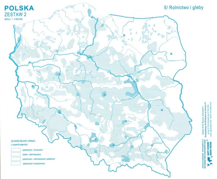 Polska, Europa, świat. Zestaw: 4 x bloczki - mapy konturowe. Przykładowa mapa 2