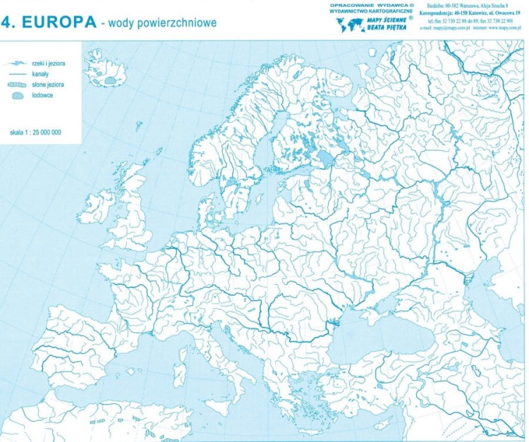 Polska, Europa, świat. Zestaw: 4 x bloczki - mapy konturowe. Przykładowa mapa 3