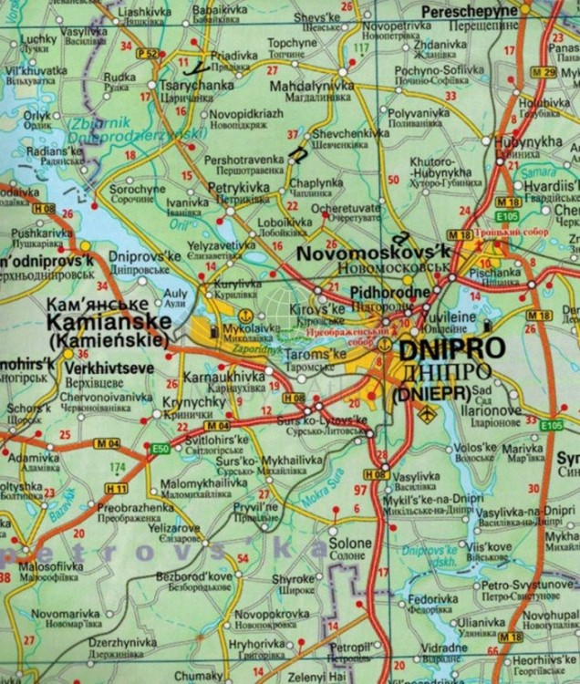Ukraina 1:1 000 000. Laminowana mapa samochodowa wydawnictwa Demart. Fragment 1