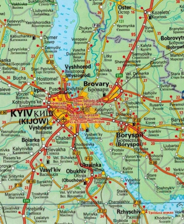 Ukraina 1:1 000 000. Laminowana mapa samochodowa wydawnictwa Demart. Fragment 2