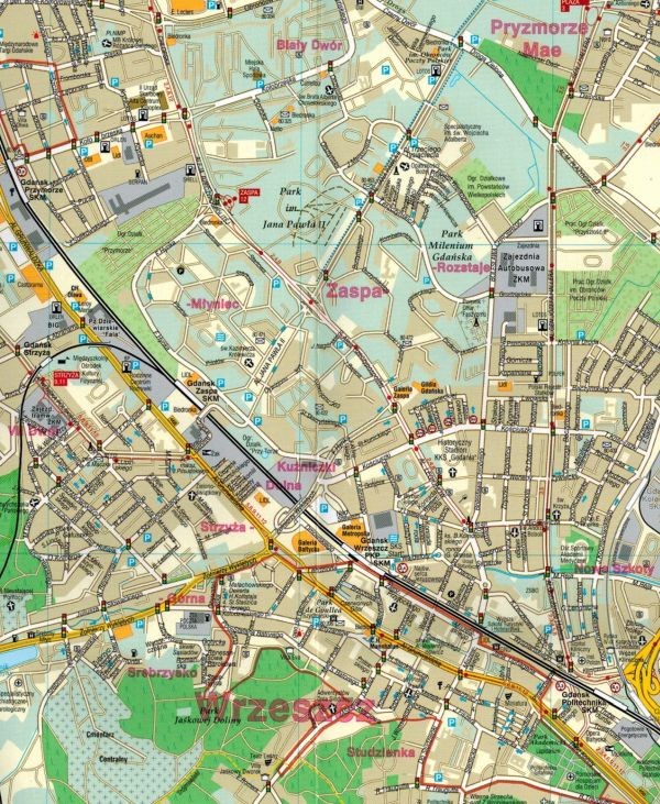Trójmiasto / Gdańsk, Gdynia, Sopot +3. Reda, Rumia, Wejherowo. Laminowana mapa / Plan miasta wydawnictwa Demart. Fragment 1