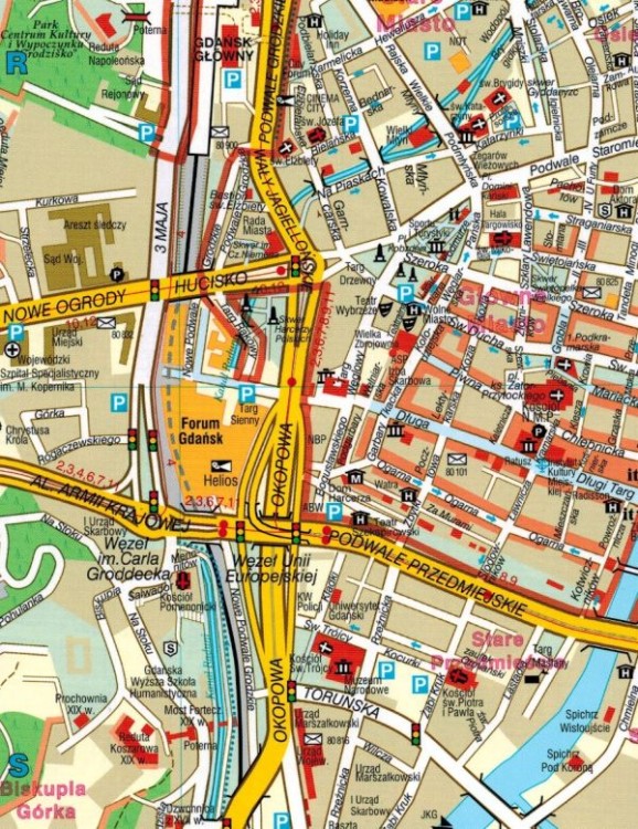 Trójmiasto / Gdańsk, Gdynia, Sopot +3. Reda, Rumia, Wejherowo. Laminowana mapa / Plan miasta wydawnictwa Demart. Fragment 2