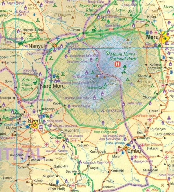 Kenia 1:950 000. Wodoodporna mapa samochodowa wydawnictwa ITMB. Fragment 2