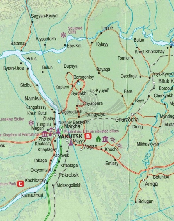 Kamczatka i wschodnia Syberia. Mapa samochodowo-turystyczna wydawnictwa ITMB. Fragment 2
