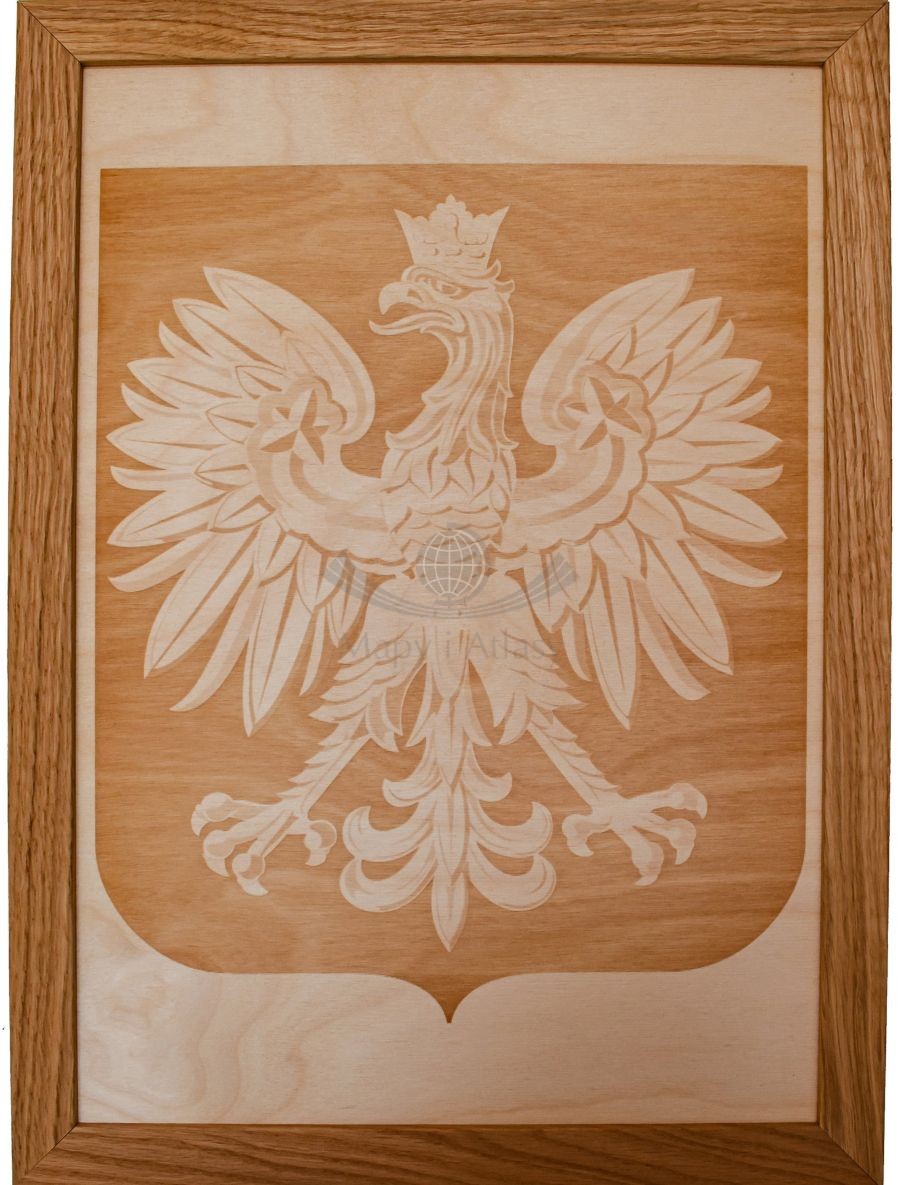 Godło Polski. Grawerowane w drewnie, 63 x 84 cm
