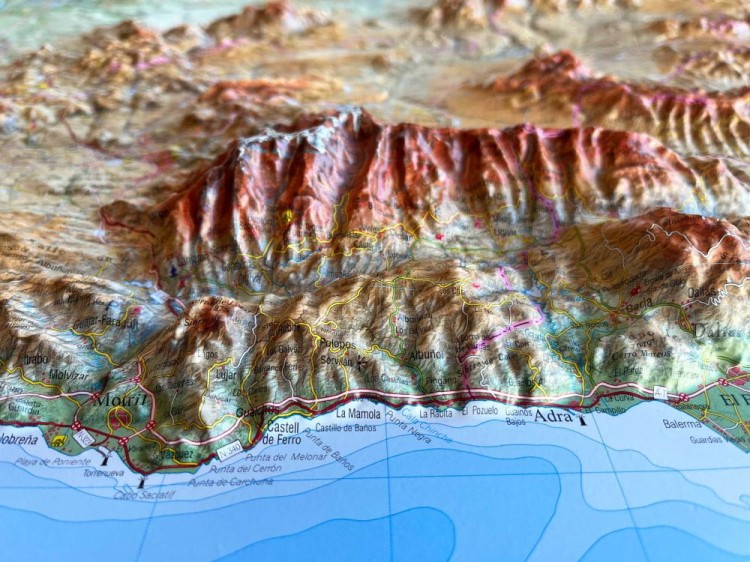 Andaluzja 1:350 000. Mapa plastyczna (trójwymiarowa). Fragment
