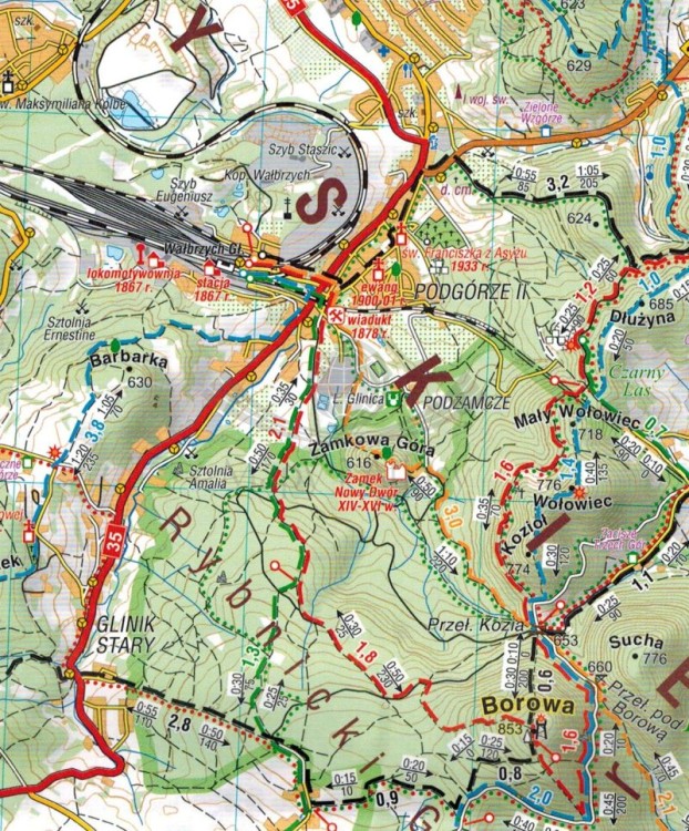 Góry Wałbrzyskie i Kamienne 1:35 000. Mapa turystyczna wydawnictwa Compass. Fragment 2