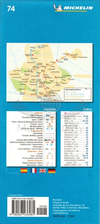 Sewilla / Sevilla 1:10 000. Mapa / plan miasta 74 wydawnictwa Michelin. Okładka - tył