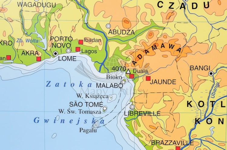 Afryka. Ukształtowanie powierzchni. Mapa fizyczna do wpinania. Rama alu SLIM. Fragment 5