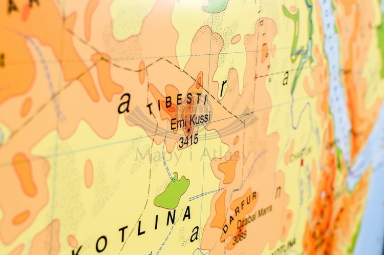 Afryka. Ukształtowanie powierzchni. Mapa fizyczna do wpinania. Rama alu SLIM. Fragment 6