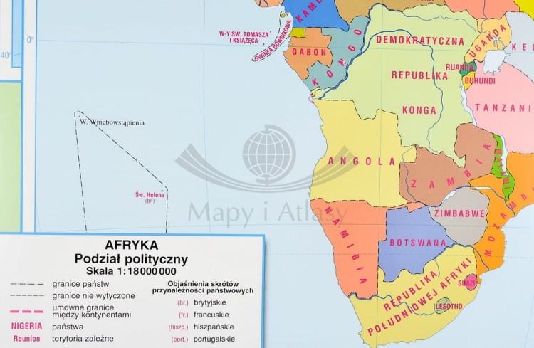 Afryka. Ukształtowanie powierzchni. Mapa fizyczna do wpinania. Rama alu SLIM. Fragment 8