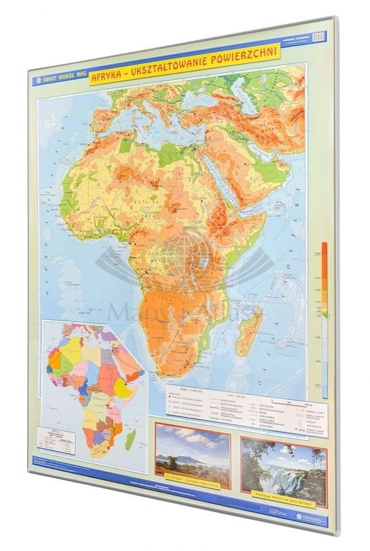 Afryka. Ukształtowanie powierzchni. Mapa fizyczna magnetyczna. Rama alu SLIM