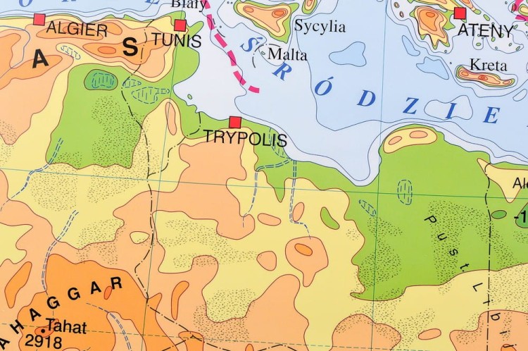 Afryka. Ukształtowanie powierzchni. Mapa fizyczna magnetyczna. Rama alu SLIM. Fragment 1