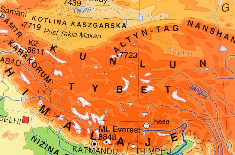 Azja. Ukształtowanie powierzchni. Mapa fizyczna. Rama alu SLIM. Fragment 2