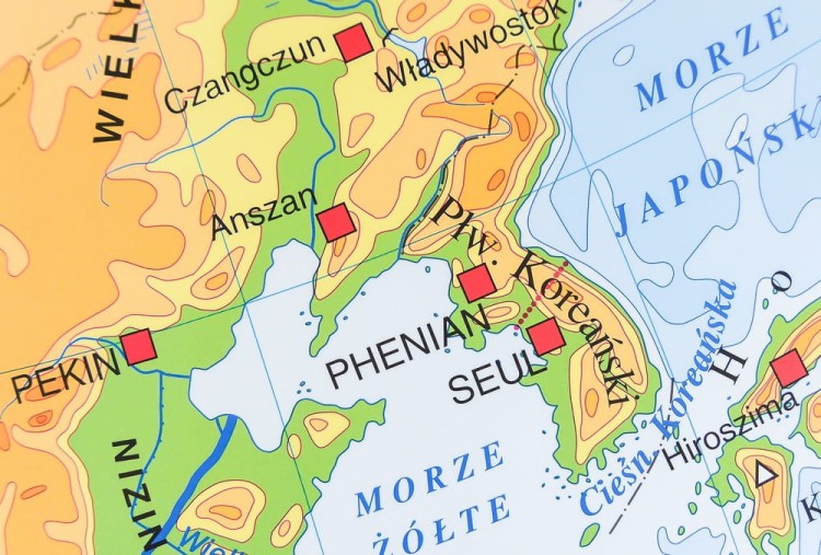 Azja. Ukształtowanie powierzchni. Mapa fizyczna do wpinania. Rama alu SLIM. Fragment 1