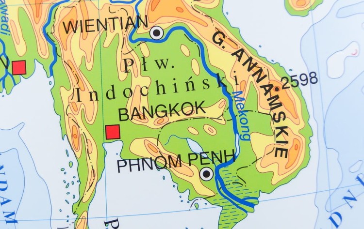 Azja. Ukształtowanie powierzchni. Mapa fizyczna do wpinania. Rama alu SLIM. Fragment 4