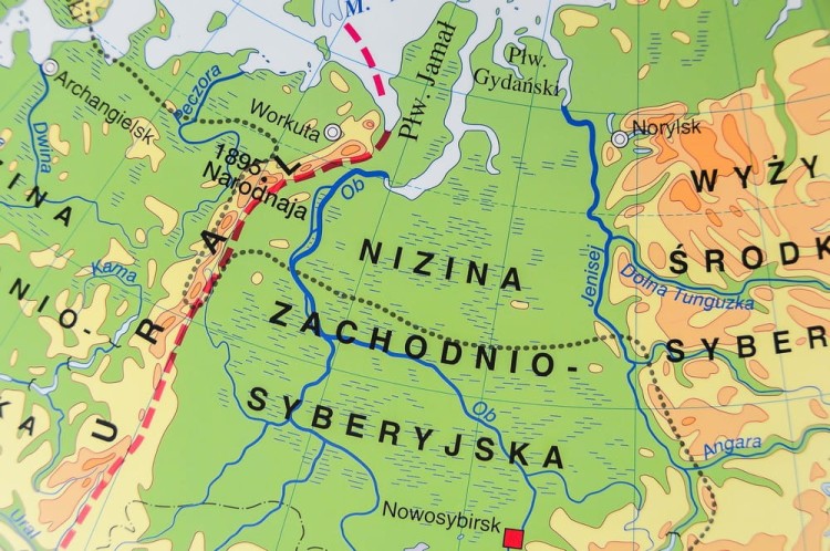 Azja. Ukształtowanie powierzchni. Mapa fizyczna magnetyczna. Rama alu SLIM. Fragment 3