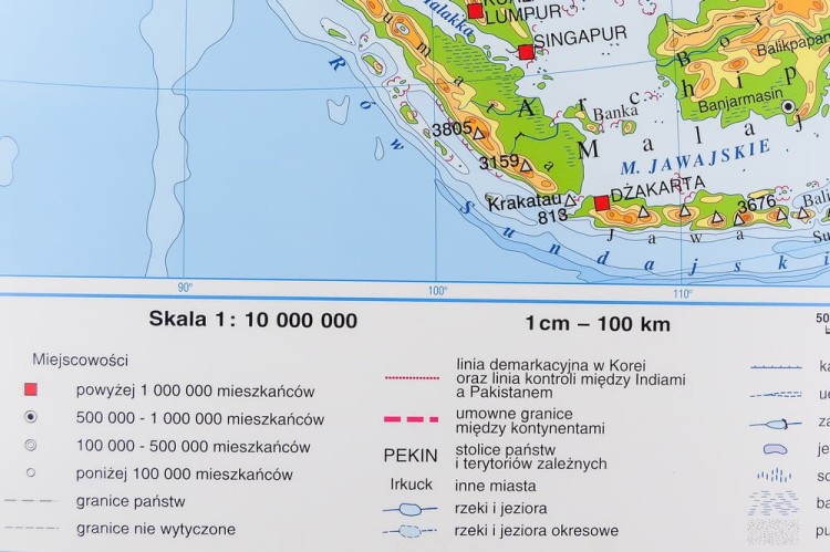 Azja. Ukształtowanie powierzchni. Mapa fizyczna magnetyczna. Rama alu SLIM. Fragment 6