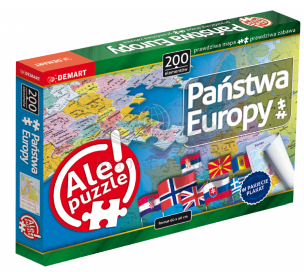 Państwa Europy. Puzzle, mapa polityczna. 200 elementów wydawnictwa Demart