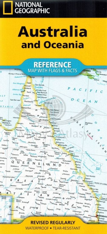 Australia i Oceania. Wodoodporna mapa turystyczne wydawnictwa National Geographic. Okładka