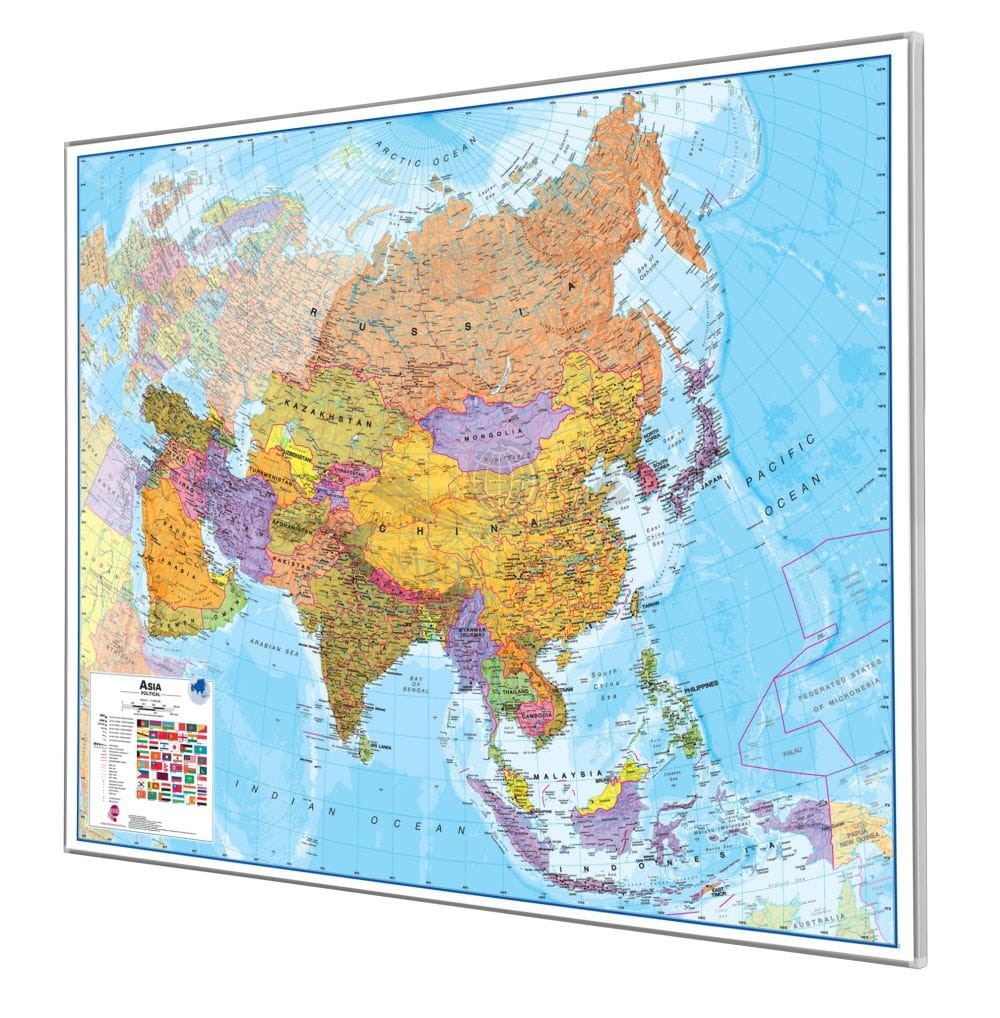 Azja 1:11 000 000. Mapa polityczna do wpinania. Rama alu SLIM