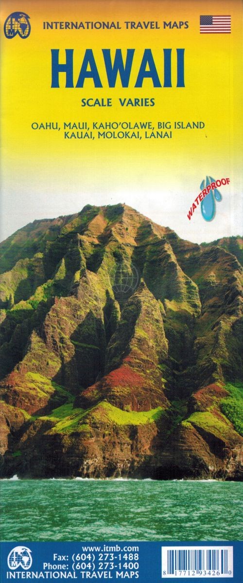 Hawaje / Hawaii. Wodoodporna mapa turystyczno-samochodowa. ITMB