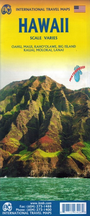 Hawaje / Hawaii. Wodoodporna mapa turystyczno-samochodowa wydawnictwa ITMB. Okładka