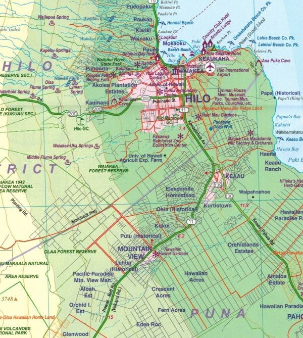 Hawaje / Hawaii. Wodoodporna mapa turystyczno-samochodowa wydawnictwa ITMB. Fragment 1