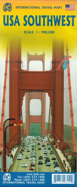 USA południowy-zachód 1: 900 000. Wodoodporna mapa samochodowo-turystyczna. Okładka