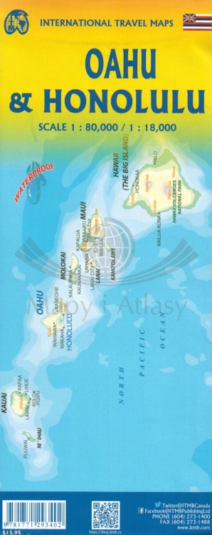 Honolulu i Oahu. Wodoodporna mapa samochodowo-turystyczna wydawnictwa ITMB. Okładka - tył