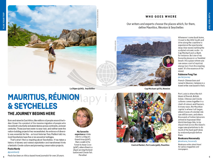 Mauritius, Reunion & Seychelles / Seszele. Przewodnik wydawnictwa Lonely Planet. Przykładowe strony 1