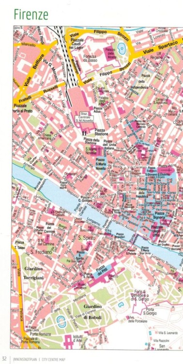 Toskania. Florencja. Mapa samochodowo-turystyczna wydawnictwa Freytag & Berndt. Informator - fragment planu Florencji.