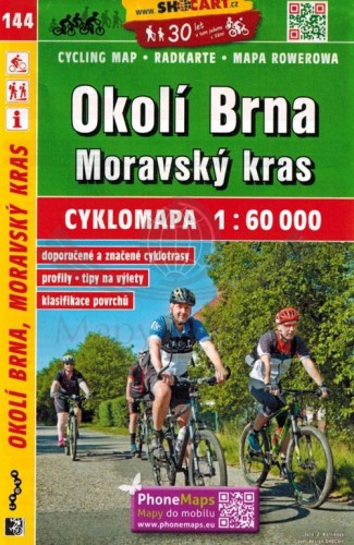 Brno. Morawski Kras / Okoli Brna, Moravsky Kras. Mapa turystyczna, rowerowa 144 wydawnictwa Shocart. Okładka