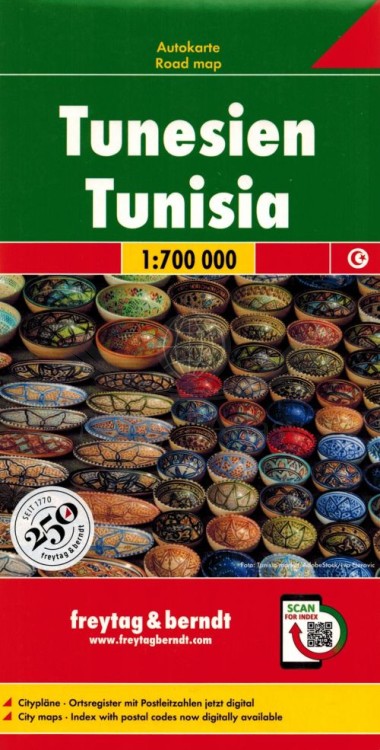 Tunezja 1:700 000. Mapa samochodowa, składana wydawnictwa Freytag & Berndt. Okładka