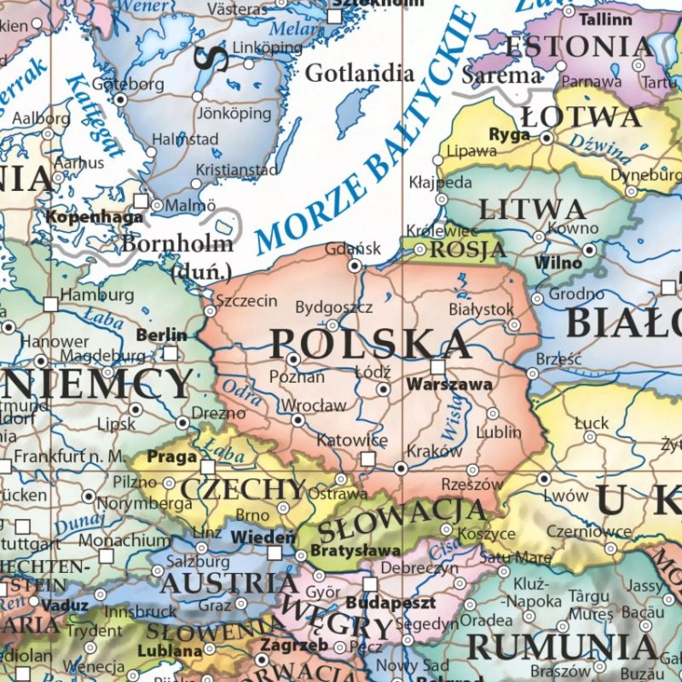 Świat 1:21 200 000. Mapa ścienna polityczna, stylizowana. Fragment 1