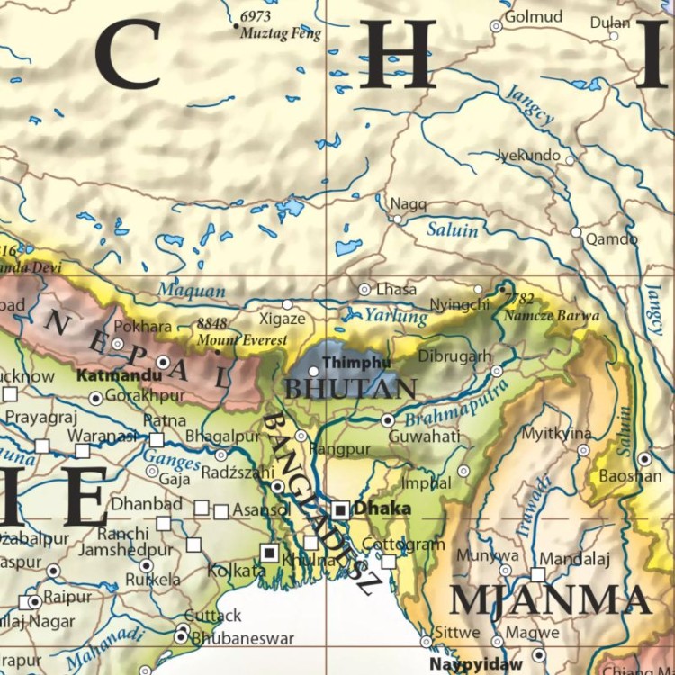 Świat 1:21 200 000. Mapa ścienna polityczna, stylizowana. Fragment 2