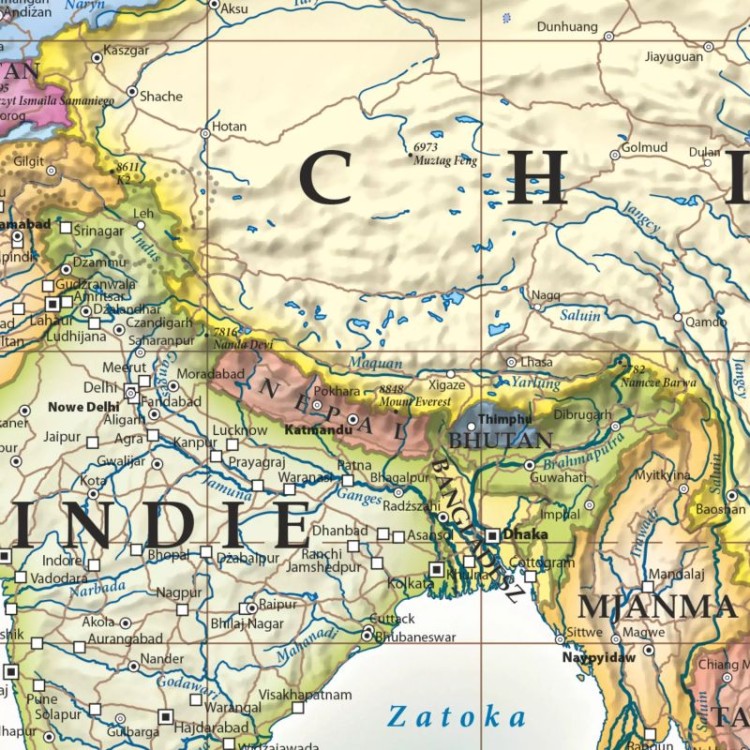Świat 1:30 000 000. Arkusz, mapa ścienna polityczna, stylizowana. Fragment 3