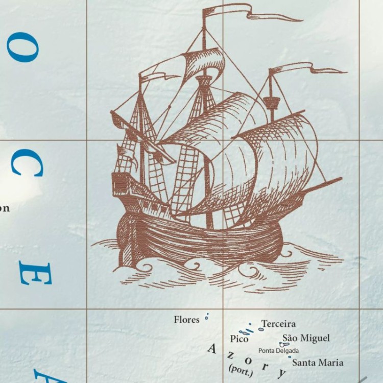 Świat 1:30 000 000. Arkusz, mapa ścienna polityczna, stylizowana. Fragment 5