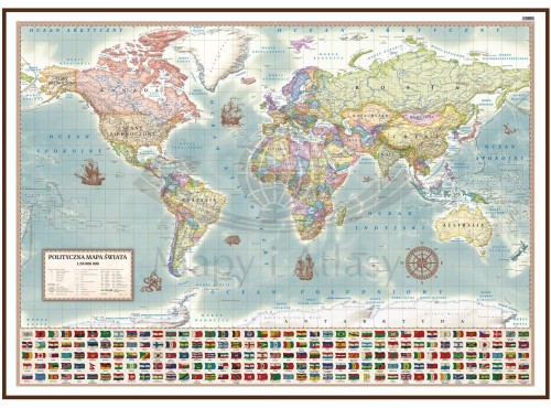 Świat 1:30 000 000. Mapa polityczna, stylizowana. Wersja magnetyczna