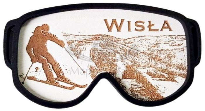 Magnes drewniany "Gogle z narciarzem" - Wisła